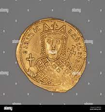 Byzantine. Solidus (Coin) of Empress Irene. 797 AD–802 AD. Constantinople.  Gold Portraits of important people appear on local currency all around the  world. The same was true in ancient Rome, which began