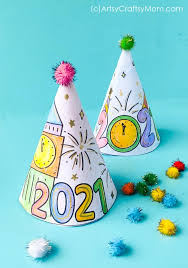 Get your favorite crayons and colored pencils ready and ring in the new year with these fun happy new year coloring pages for 2021. Free 2021 New Years Eve Hats For Kids To Color Artsy Craftsy Mom