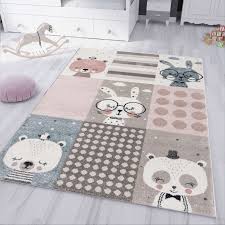 Teppiche fürs kinderzimmer mit straßen sind die perfekte rennstrecke, unser teppich mit hüpfkästchen macht lust, gleich selbst nochmal sportlich zu werden. Kinderteppich Kinderzimmer Teppich Pastell Blau Braun Rosa Fabel Tiere Vimoda Homestyle
