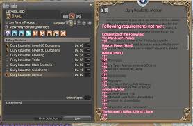Crafting/gathering mentors and pvp mentors cannot access mentor . Duty Roulette Mentor