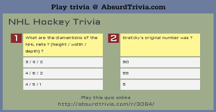 Displaying 162 questions associated with treatment. Nhl Hockey Trivia