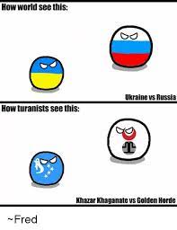Ukraine mykraine mind over media. How World See This Ukraine Vs Russia How Turanists See This Khazar Khaganate Vs Golden Horde Fred Russia Meme On Me Me