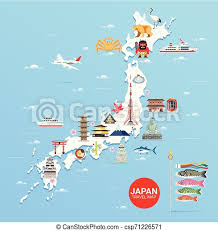 The map is very easy to use: Japan Famous Landmarks Travel Map With Tokyo Tower Fuji Mountain Shrine Castle Great Buddha Temple Ferris Wheel Sakura Canstock