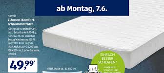 Kalenderwoche ab donnerstag dem 24.9.2020 bietet aldi süd wieder einmal die dormia comfort matratze zum kauf an. Dormia 7 Zonen Komfortschaummatratze Angebot Bei Aldi Sud