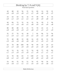 Dividing By 7 8 And 9 Quotients 1 To 12 A Division Worksheet Calisma Tablolari Matematik Calisma