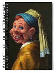 Howdy with a Pearl Earring Spiral Notebook by James W Johnson