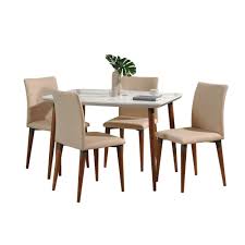 Manhattan Comfort 210128511011452 Charles Complete Midcentury Modern Dining Set White Glos Dining Sets Modern Modern Dining Room Midcentury Modern Dining Table