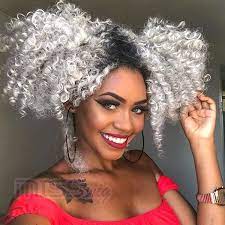 White Short Side Fringe Fluffy Afro Curly Synthetic Wig For Women Wish Black Girl White Hair Curly Girl Hairstyles Grey White Hair