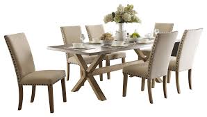 The best thing is that you only need to choose once instead of spending time searching separately for a matching table and chairs. Labayen Industrial 7pc Dining Set Zinc Table 6 Chair In Weathered Oak See This Great Product It Is Zinc Table Table And Chair Sets Industrial Dining Table