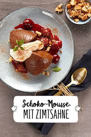 Schoko Mousse Mit Zimtsahne Rezept Rezept Dessert Weihnachten Schokolade Rezepte Weihnachtsessen Nachtisch