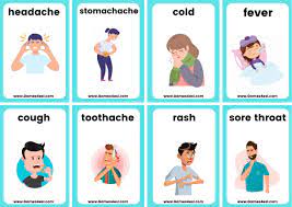 The following is a list of common health problems (ailments and illnesses) with the definition of each word or expression: Health And Sickness Esl Flashcards And Board Games In 2021 Flashcards For Kids Kindergarten English Teaching Expressions