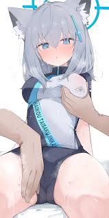 Rule 34 - 1boy Animal Ear Fluff Animal Ears Blue Archive Blue Eyes Blue  Halo Breasts Bright Pupils Commentary Request Female Grabbing Grabbing  Anothers Breast Grey Hair Halo Highres Medium Breasts Medium
