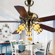Indoor led bronze hugger ceiling fan with light kit and 5 quickinstall reversible blades. Cone Dining Room Ceiling Fan Glass 5 Lights Antique Semi Ceiling Mount Light With 5 Blade Beautifulhalo Com