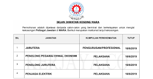 Jabatan ini bisa kita temukan dalam lingkungn instansi pemerintahan, organisasi, dan juga lembaga pemerintah ataupun swasta. Permohonan Jawatan Kosong Terkini Majlis Amanah Rakyat Mara 1 Kerja Kosong Kerajaan