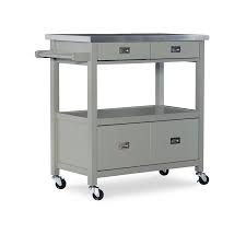 Another outlet option is the power strip the power strip can be installed on the top rail of the side panel of the island, sitting right below the countertop. Linon Gray Wood Base With Stainless Steel Metal Top Kitchen Cart 18 In X 37 5 In X 36 In In The Kitchen Islands Carts Department At Lowes Com