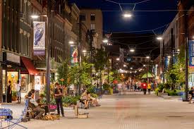 Ithaca Commons Catenary Lighting System As Part Of A Massive Redesign Of Downtown Ithaca Ithaca Commons Architecture Ithaca
