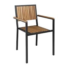 Bolero Steel Acacia Wood Arm Chair Pack Of 4 Ds151 Buy Online At Nisbets Wood Arm Chair Wood Side Chair Furniture Styles