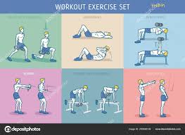 Collection Workout Exercise Routine Performed Young Strong