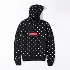 Black And White Supreme Hoodie Supreme Pullover Fleece Hoodie Black Hooded Sweatshirt White Dot Supreme Hoodie Black Hooded Sweatshirt Black Hoodie