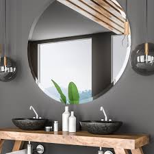 Home decor lighted bathroom mirror bathroom mirror guest bathroom guest bath round mirror bathroom decor bathroom mirror. Round Bathroom Mirror Frameless Mirror Large Beveled Wall Mirror For Bathroom Vanity Living Room Bedroom