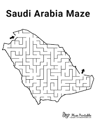 Free Printable Saudi Arabia Maze Download The Maze And Solution At Https Museprintable National Day Saudi Free Printable Activities Mazes For Kids Printable