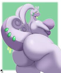 359691 - suggestive, artist:noryega_, fictional species, goodra, anthro,  nintendo, pokémon, 2020, breasts, butt, digital art, ears, eyelashes, fat,  female, huge breasts, huge butt, looking at you, looking back, looking back  at you,