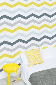 Yellow And Grey Chevron Wallpaper Mural Murals Wallpaper Wallpaper Bedroom Wallpaper Design For Bedroom Grey Chevron Wallpaper