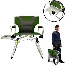 Introducing Directors Chair Camping Chair Folding Sports Chair With Side Table And Carry Handle Green With Gray Tr Sport Chair Camping Chair Directors Chair