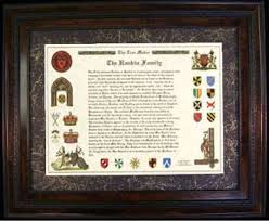 The family crest and coat of arms will list the origin of the name along with each symbol on the shield which is in the description of your blazon of arms within the family name plaque with coat of arms is created from solid walnut with a solid brass plate. Family Name And Origin For Your Surname With Elegant Artwork