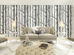 2000x1333 birch forest sunlight wall mural & birch forest sunlight wallpaper>. Haokhome 10011 Modern Birch Tree Wallpaper Non Woven Forest Trunk Wall Paper Black Cream White Murals For Kitchen Bathroom Living Room Decor 20 8 X 393 7 Wallpaper Tools Home Improvement Kalingauniversity Ac In