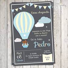 Convite Digital Tema Baloes Baby Shower Invitations For Boys Baby Shower Fun Baby Shower Balloons