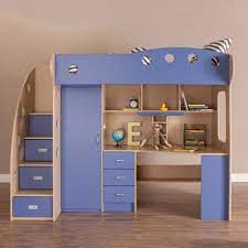 nika loft bed maple blue diseno de cama para ninos diseno de habitacion de ninos cama y escritorio