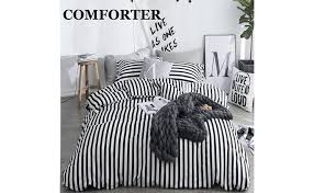 Shop for black and white stripe comforter at bed bath & beyond. Amazon Com Clothknow Striped Comforter Set Queen Black And White Bedding Comforter Full Sets Ticking Stripes Pattern Men Women Bed Comforter Sets 3pcs Comforter Sets With 2 Pillowcases 3pcs Queen Full Size Kitchen Dining
