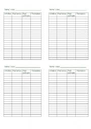Irregular Verbs Blank Table Esl Worksheet By Marta V