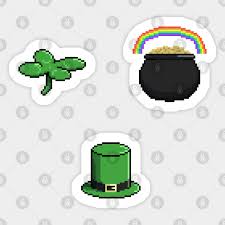 Green is commonly used as the national colour of ireland, and is worn by most of the country's. Pixel St Patrick S Day Symbols St Patricks Day Sticker Teepublic