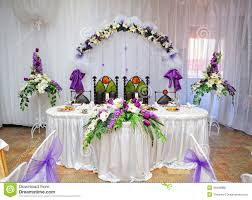 The centerpieces are often more imposing and the chairs have special designs. Wedding Table Decoration Bride And Groom Stock Photo 46488860 Megapixl