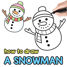How To Draw A Snowman - Step By Step Drawing Guide - Easy Peasy And Fun