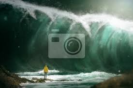 When did the tsunami hit japan in 2011? Mann Vor Einem Tsunami Leinwandbilder Bilder Brechenden Wellen Ertrinken Retten Myloview De