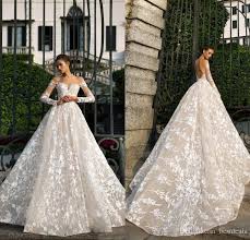 2018 Designer Spring New Long Sleeve Lace Wedding Dresses Illusion Neckline Backl Long Sleeve Wedding Dress Lace Wedding Gowns Lace Illusion Lace Wedding Dress