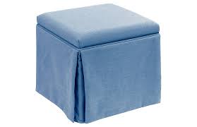 Savannah Skirted Ottoman Sky Blue Dots One Kings Lane Brands One Kings Lane Blue Ottoman Storage Ottoman Ottoman