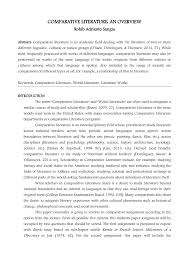 Pdf Comparative Literature An Overview
