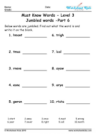 Reorder the letters to make words. Unscramble Jumbled Words Puzzle For Grade 3 Worksheets Free Printable