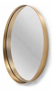 Mirrors are not only a stylish decoration they are also a practical necessity in your everyday life. Oval Metal Wall Mirror By Drew Barrymore Flower Home Brass Mirror Wall Round Gold Mirror Mirror