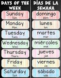 Days Of The Week Poster 22 X28 Bilingual By Bilingual Classroom Solutions Learning Spanish For Kids Learning Spanish Vocabulary Spanish Lessons For Kids