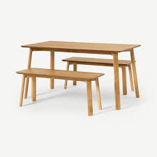 Our popular jamie tulip dining chairs have the rectangular dining table features a solid oak wood frame with splayed legs and a smooth durable grey top, making it easy to wipe down and keep clean. Numaonline Asuna Dining Table And Bench Set Oak