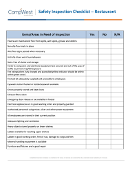 Each year in the united states, fires in homes and apartments injure or kill thousands of people and cause billions of dollars worth of damage. Safety Inspection Checklist Template Restaurant Printable Pdf Download