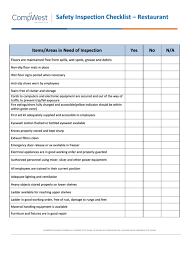 If you need extra power outlets, talk to an electrician about having them installed. Safety Inspection Checklist Template Restaurant Printable Pdf Download
