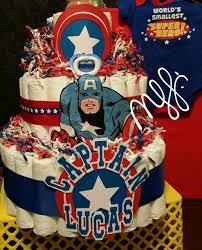 Captain America Diaper Cake Boy Baby Shower Themes Superhero Baby Shower Marvel Baby Shower