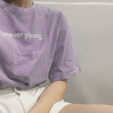 Style Best T Shirts Women Purple White Aesthetic Style Tshirt Women Forever Young Letter Printed Shopee Singapore
