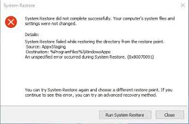 Method To Fix System Restore Failed And Did Not Complete Successfully